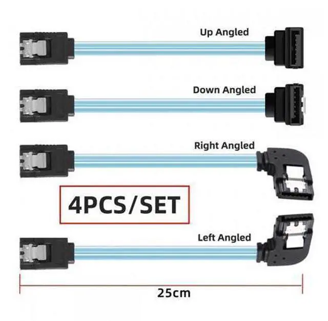 Alt view image 2 of 7 - Chenyang 4pcs/lot 90 Degree Angled Type Internal 4-SATA Host to 4SATA 7pin Target Disk 6Gbps Data Server Cable 25cm