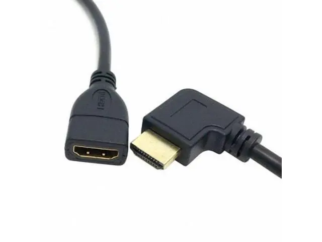 Alt view image 3 of 7 - SM Left Angled 90 Degree Connector HDMI 1.4 with Ethernet & 3D Type A male to A female Extension Cable 0.5m