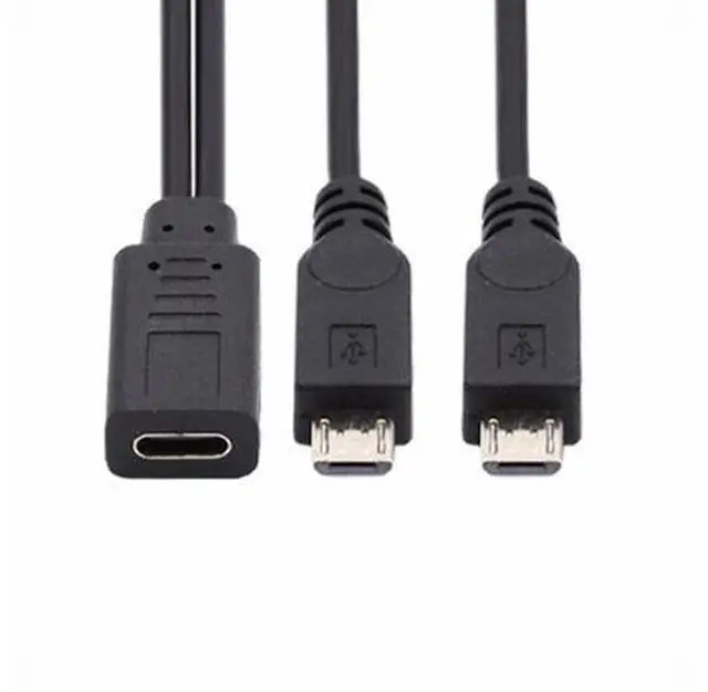 Main image of Type-C USB-C Female DC 5V to Dual Micro USB 5Pin Male Splitter Extension Charge Cable