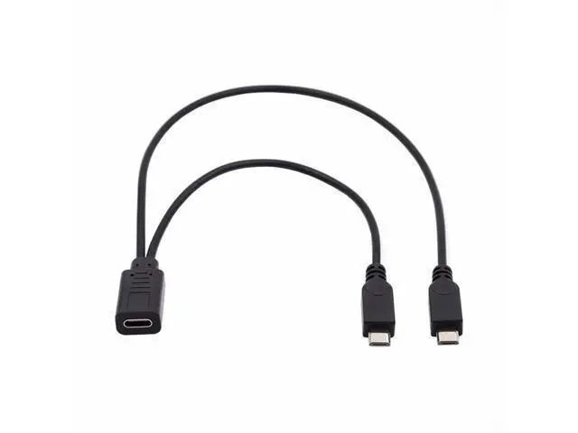 Alt view image 2 of 7 - Type-C USB-C Female DC 5V to Dual Micro USB 5Pin Male Splitter Extension Charge Cable