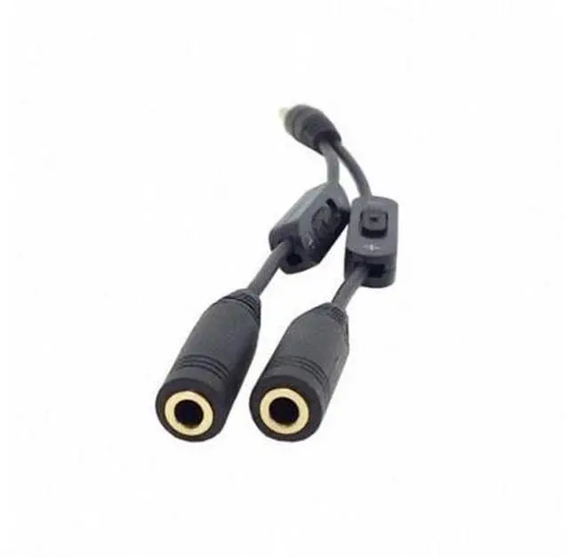 Alt view image 2 of 7 - HKCY CA-004 Black 3.5mm Stereo Male to Double 3.5mm Female Audio Headphone Y Splitter Cable with Volume Switch