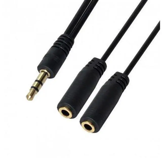 Alt view image 7 of 7 - HKCY CA-004 Black 3.5mm Stereo Male to Double 3.5mm Female Audio Headphone Y Splitter Cable with Volume Switch