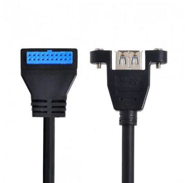 Alt view image 3 of 7 - SM USB 3.0 Single Port A Female Screw Mount Type to Up Angled Motherboard 20pin Header Cable 90 Degree