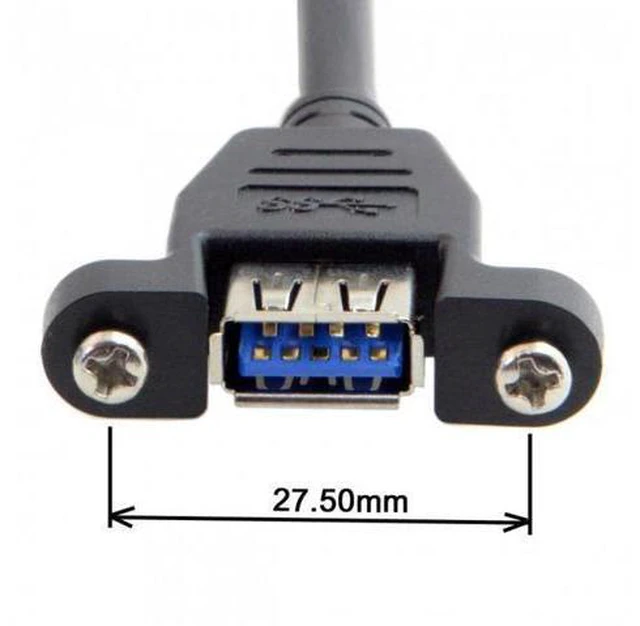 Alt view image 4 of 7 - SM USB 3.0 Single Port A Female Screw Mount Type to Up Angled Motherboard 20pin Header Cable 90 Degree