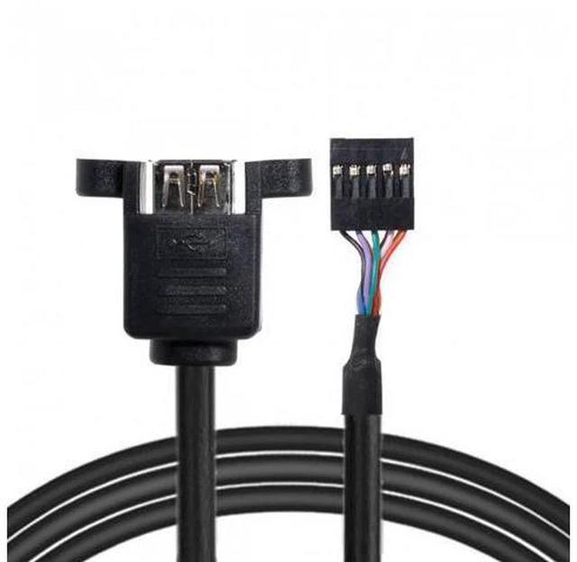 Alt view image 6 of 7 - SM 50cm Stackable Dual USB 2.0 A Type Female to Motherboard 9 Pin Header Cable with Screw Panel Holes