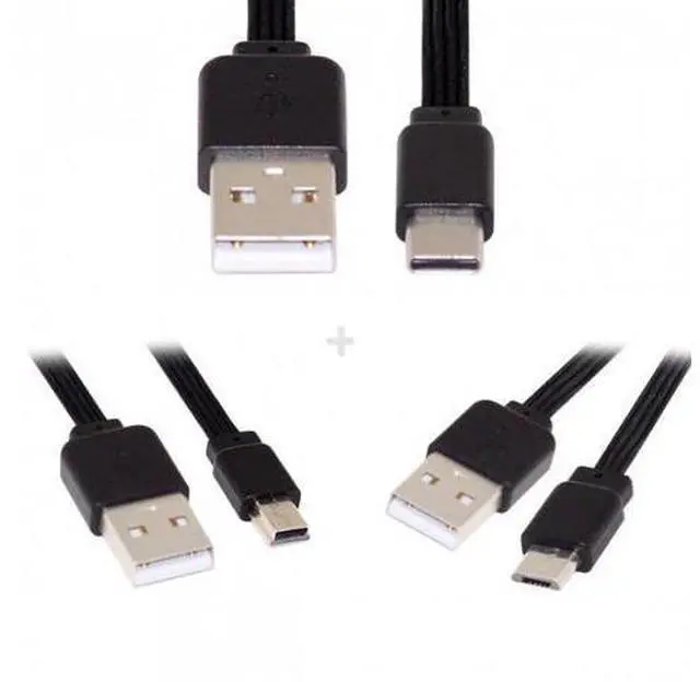 Main image of HKCY U2-036-BK+U2-042-BK+UC-096-BK 3pcs/lot 13cm USB 2.0 Type-A to Mini Micro USB Type-C Male Data Flat Slim FPC Cable for FPVDiskPhone