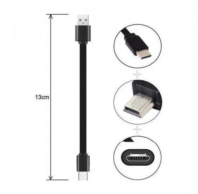 Alt view image 4 of 7 - HKCY U2-036-BK+U2-042-BK+UC-096-BK 3pcs/lot 13cm USB 2.0 Type-A to Mini Micro USB Type-C Male Data Flat Slim FPC Cable for FPVDiskPhone
