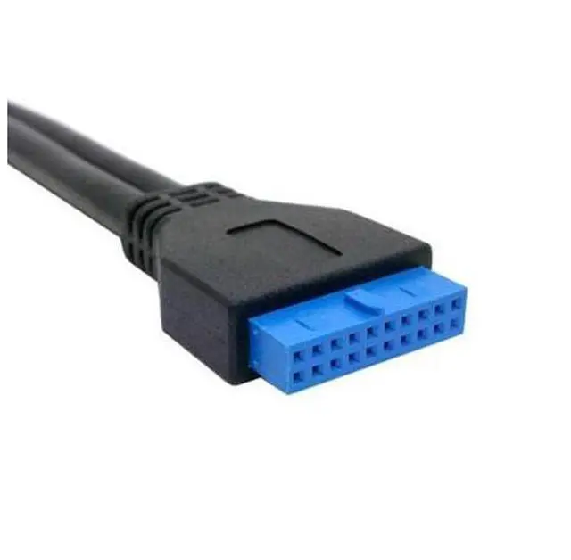 Alt view image 3 of 6 - HKCY U3-086 Low Profile 80mm Height USB 3.0 Female Back panel to Motherboard 20pin cable with PCI bracket 50cm