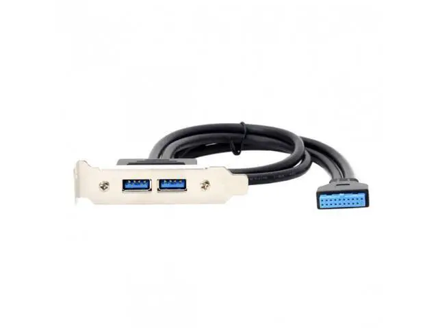 Alt view image 6 of 6 - HKCY U3-086 Low Profile 80mm Height USB 3.0 Female Back panel to Motherboard 20pin cable with PCI bracket 50cm