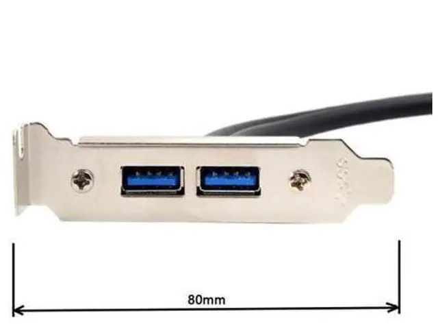 Alt view image 4 of 6 - HKCY U3-086 Low Profile 80mm Height USB 3.0 Female Back panel to Motherboard 20pin cable with PCI bracket 50cm