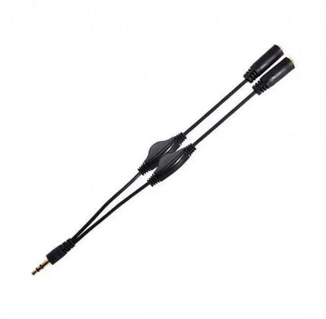 Main image of SM 3.5mm Stereo Male to Double 3.5mm Female Audio Headphone Y Splitter Cable with Volume Control Switch