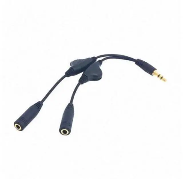 Alt view image 4 of 7 - SM 3.5mm Stereo Male to Double 3.5mm Female Audio Headphone Y Splitter Cable with Volume Control Switch