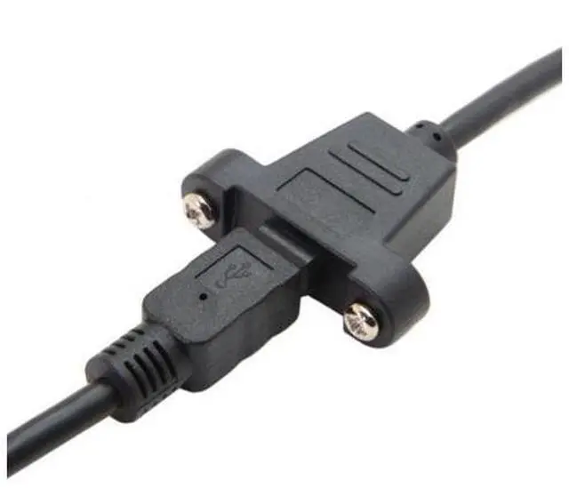Alt view image 4 of 7 - HKCY U2-050 Panel Mount Type Mini USB 5Pin Male to Female Extension Adapter Cable with Screws 50cm