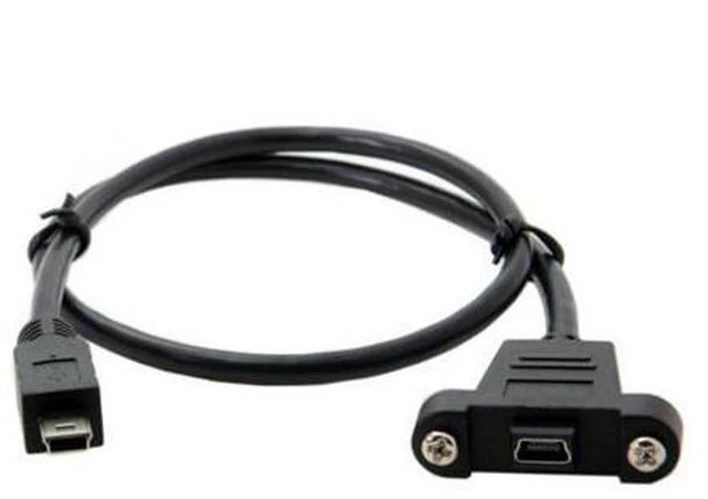 Alt view image 7 of 7 - HKCY U2-050 Panel Mount Type Mini USB 5Pin Male to Female Extension Adapter Cable with Screws 50cm