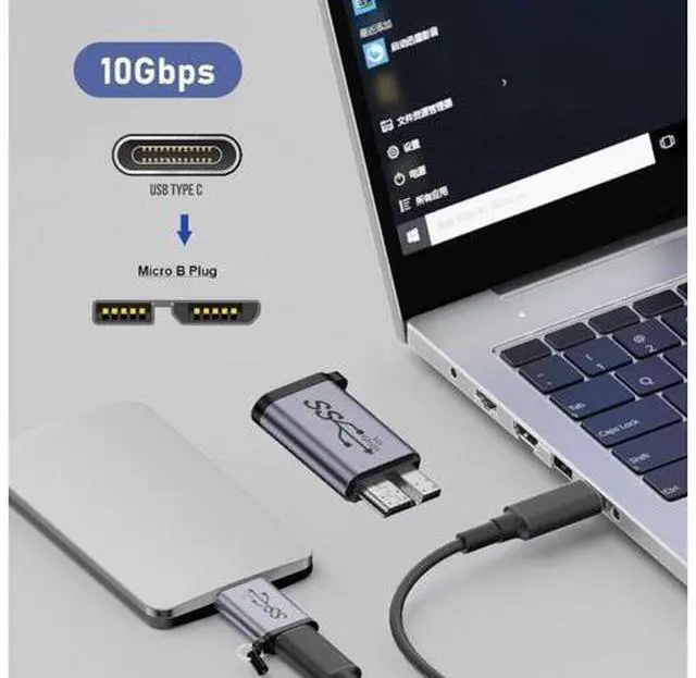 Alt view image 5 of 7 - USB-C USB 3.1 Type-C Female to Micro USB 3.0 Male Data Adapter 10Gbps Data Power with Chain for Laptop SSD Disk