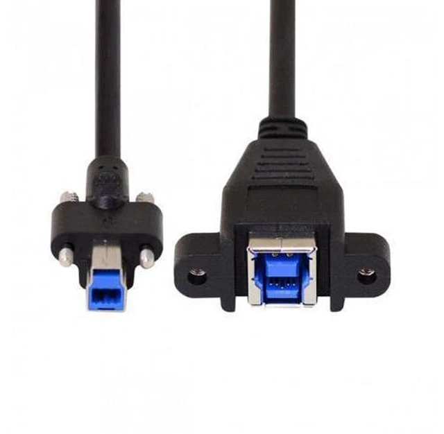 Alt view image 2 of 7 - SM Dual Thumbscrews USB 3.0 Back Panel Mount B Male to Female B Type Extension Cable 0.5m