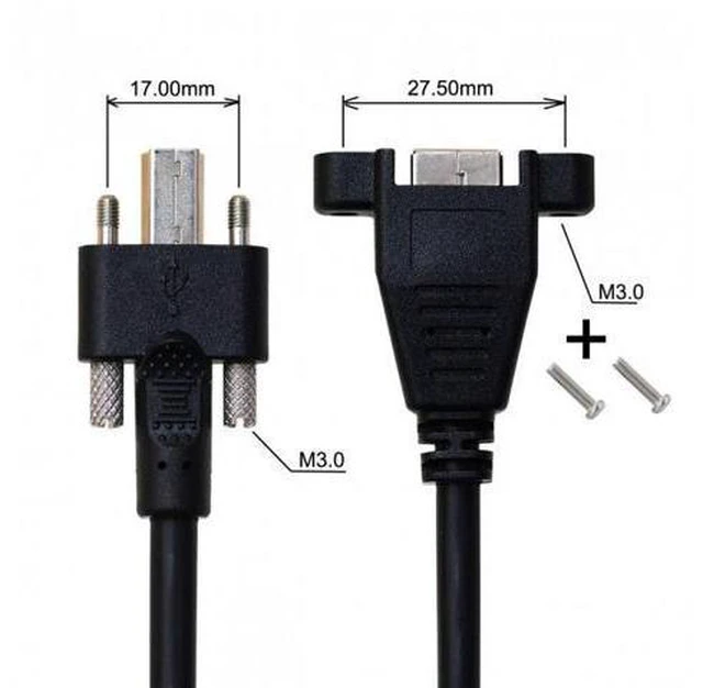 Alt view image 4 of 7 - SM Dual Thumbscrews USB 3.0 Back Panel Mount B Male to Female B Type Extension Cable 0.5m