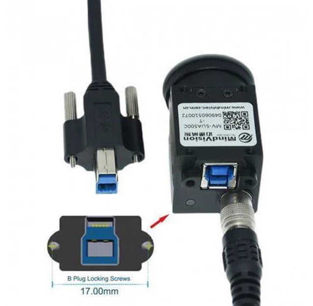 Alt view image 5 of 7 - SM Dual Thumbscrews USB 3.0 Back Panel Mount B Male to Female B Type Extension Cable 0.5m