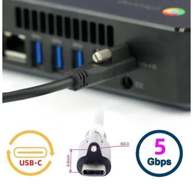 Alt view image 7 of 7 - SM USB 3.1 Type-C Locking Connector to Standard USB3.0 Data Cable 1.2m With Panel Mount Screw