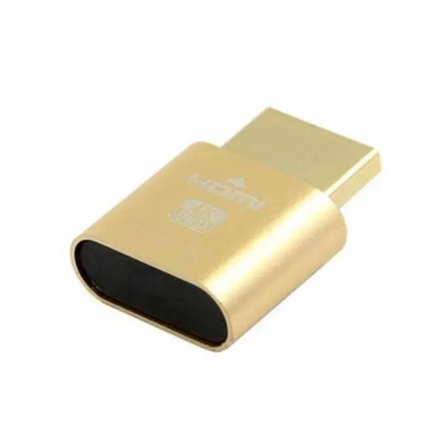 Alt view image 2 of 7 - Gold CY Virtual Display Adapter 4K HDMI 1.4 Male to Female Extension DDC EDID Dummy Plug Headless Ghost Display Emulator HDTV 4K@60Hz