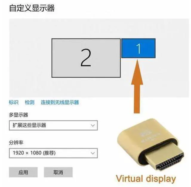 Alt view image 3 of 7 - Gold CY Virtual Display Adapter 4K HDMI 1.4 Male to Female Extension DDC EDID Dummy Plug Headless Ghost Display Emulator HDTV 4K@60Hz