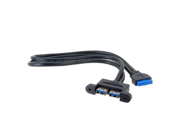 Alt view image 2 of 6 - HKCY U3-043 Dual Port USB 3.0 Female Panel Type to Motherboard 20Pin Header cable 50cm