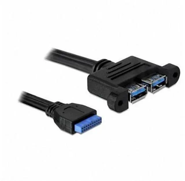Main image of HKCY U3-043 Dual Port USB 3.0 Female Panel Type to Motherboard 20Pin Header cable 50cm