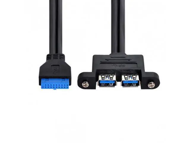 Alt view image 3 of 6 - HKCY U3-043 Dual Port USB 3.0 Female Panel Type to Motherboard 20Pin Header cable 50cm