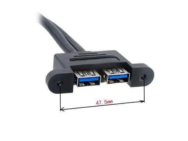 Alt view image 5 of 6 - HKCY U3-043 Dual Port USB 3.0 Female Panel Type to Motherboard 20Pin Header cable 50cm