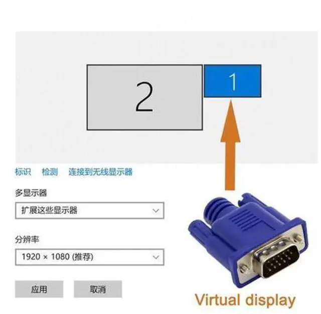 Alt view image 3 of 7 - CY Virtual Display Adapter VGA RGB Monitor Dummy Plug Headless Ghost Display Emulator 1920x1080p@60Hz