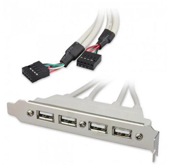 Alt view image 3 of 7 - SM PCI-E 4 Ports USB 2.0 Female Screw to Motherboard 9pin Header Cable with Bracket