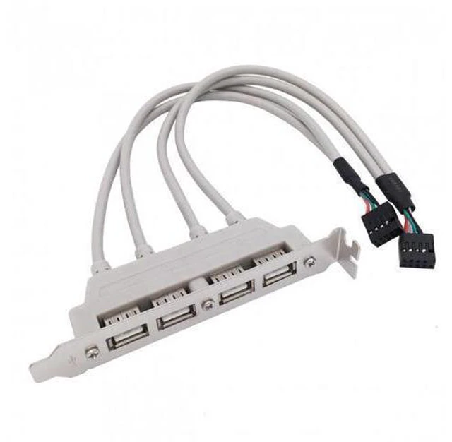 Alt view image 5 of 7 - SM PCI-E 4 Ports USB 2.0 Female Screw to Motherboard 9pin Header Cable with Bracket