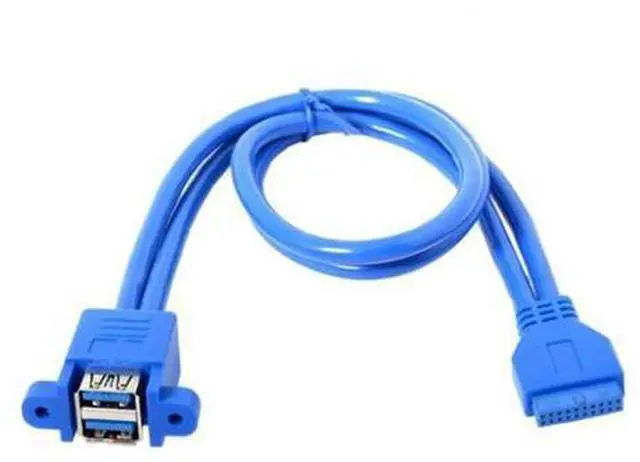 Alt view image 4 of 7 - SM Stackable USB 3.0 Female Panel Type to Motherboard 20Pin Header Cable Dual Ports 50cm