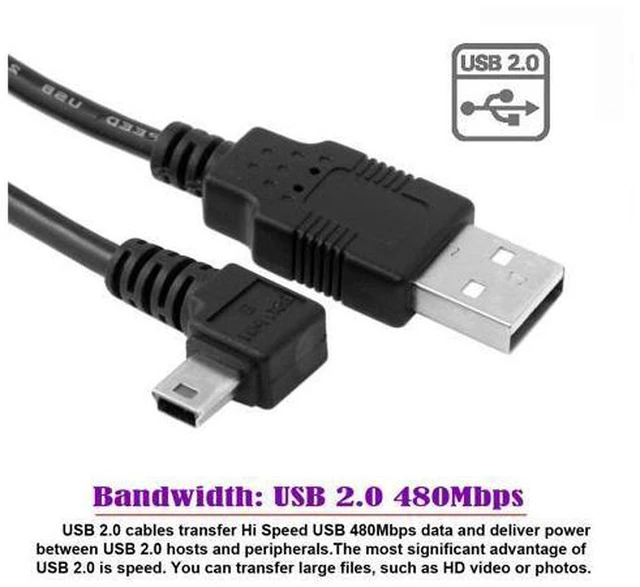 Alt view image 3 of 7 - CY 5pin Mini USB type Male Right Angled 90 degree to USB 2.0 male data charge cable 50cm