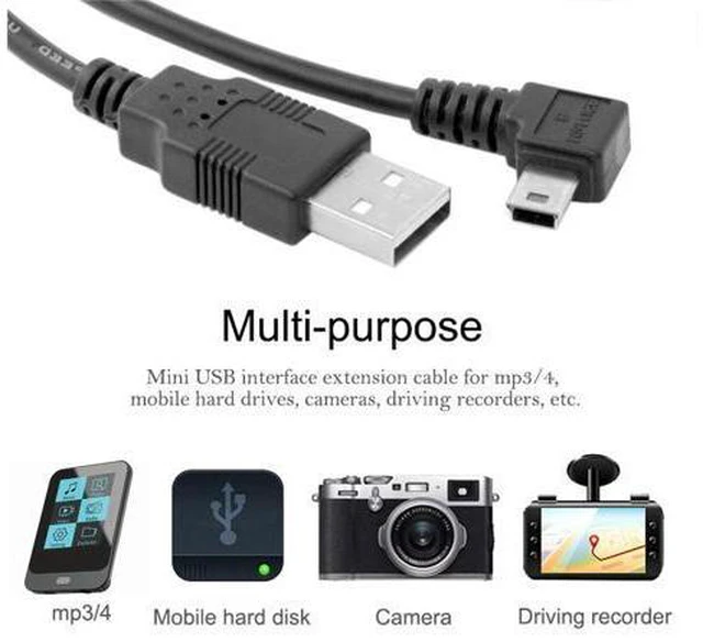 Alt view image 4 of 7 - CY 5pin Mini USB type Male Right Angled 90 degree to USB 2.0 male data charge cable 50cm