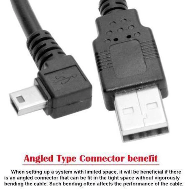 Alt view image 7 of 7 - CY 5pin Mini USB type Male Right Angled 90 degree to USB 2.0 male data charge cable 50cm