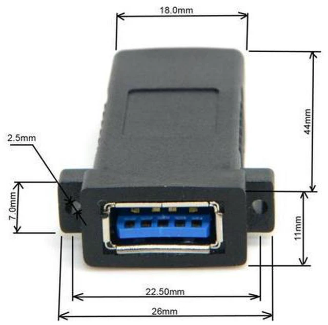Alt view image 2 of 5 - USB 3.0 A Female to A Female Extension Jack Coupler Adapter for Wall Plate Panel USB Cable