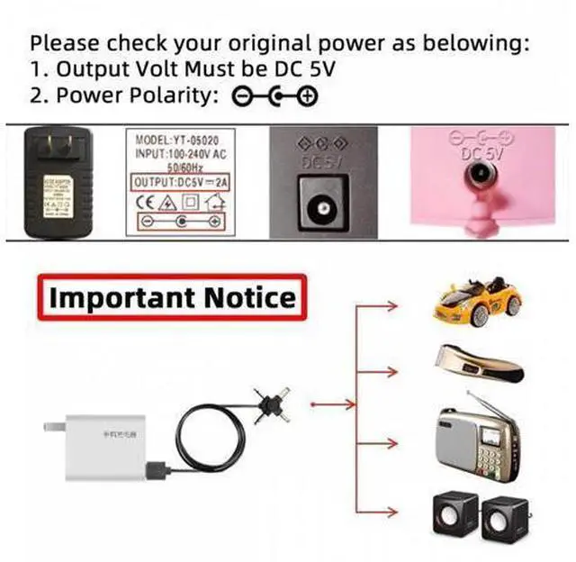 Alt view image 3 of 7 - USB 2.0 Type-A Male to 4-in-1 DC 5V 5.5x2.1mm 4.0x1.7mm Mono 3.5mm 2.5mm Power Plug Barrel Connector Charge Cable