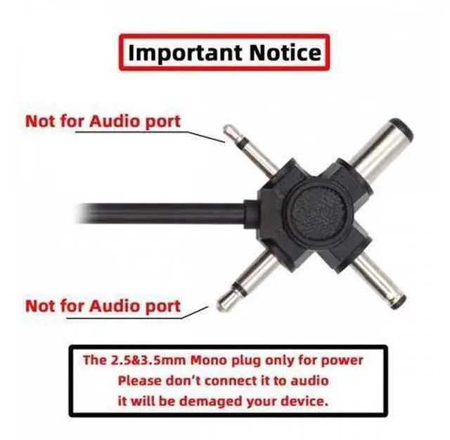 Alt view image 6 of 7 - USB 2.0 Type-A Male to 4-in-1 DC 5V 5.5x2.1mm 4.0x1.7mm Mono 3.5mm 2.5mm Power Plug Barrel Connector Charge Cable