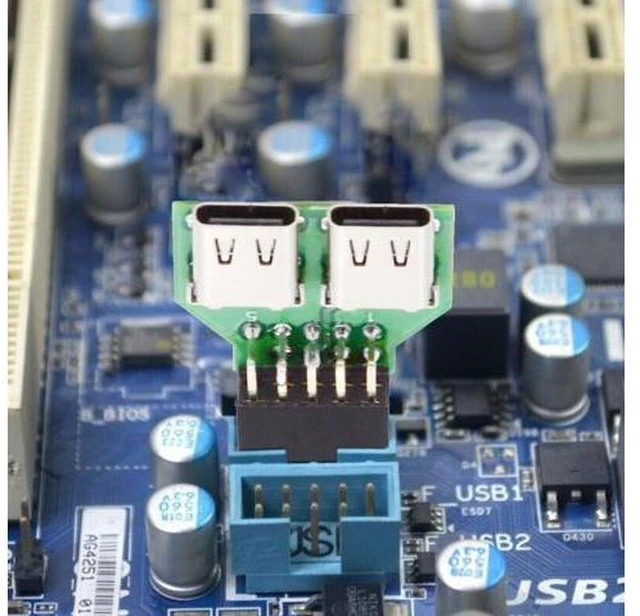 Alt view image 4 of 7 - Dual Ports USB 3.1 Type-C USB-C Female to USB 2.0 Motherboard 9pin 10pin Header Adapter PCBA 480Mbps