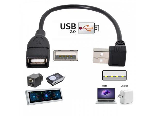 Alt view image 4 of 7 - USB 2.0 Type-A Male to USB Female M-F Extension Cable (20cm) 90 Degree Up Angled Type