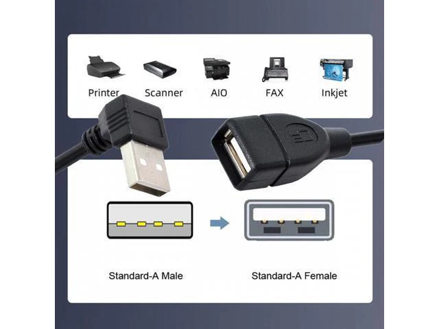 Alt view image 7 of 7 - USB 2.0 Type-A Male to USB Female M-F Extension Cable (20cm) 90 Degree Up Angled Type