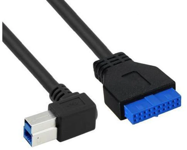 Alt view image 3 of 4 - 90 Degree Left angled USB 3.0 B Type Male to 3.0 Motherboard 19pin Header Cable 50cm U3-380-0.5M
