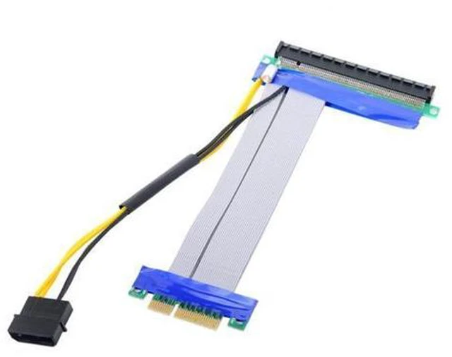 Alt view image 3 of 6 - PCI-E Express 4x to 16x Flex Cable Extender Converter Riser Card Adapter with 4pin Power 15cm EP-005