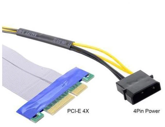 Alt view image 4 of 6 - PCI-E Express 4x to 16x Flex Cable Extender Converter Riser Card Adapter with 4pin Power 15cm EP-005