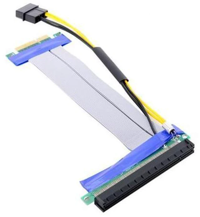 Alt view image 5 of 6 - PCI-E Express 4x to 16x Flex Cable Extender Converter Riser Card Adapter with 4pin Power 15cm EP-005