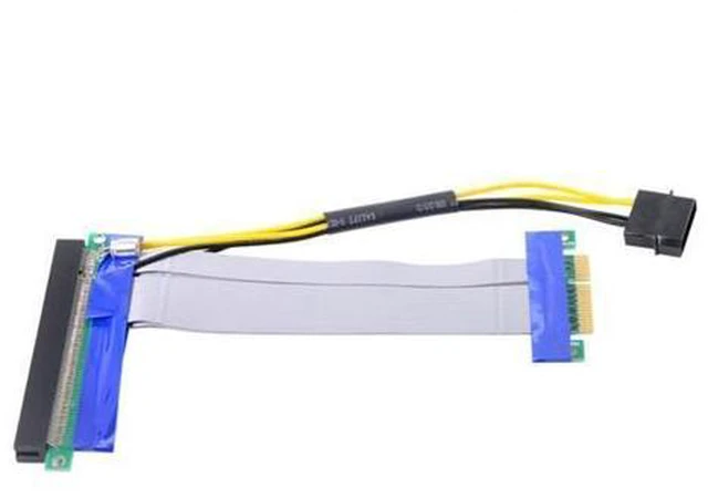 Alt view image 6 of 6 - PCI-E Express 4x to 16x Flex Cable Extender Converter Riser Card Adapter with 4pin Power 15cm EP-005