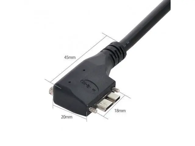 Alt view image 4 of 6 - 3.0M Dual Screws 90 Degree Right Angled Micro USB Mount to USB3.0 Data Cable for Industrial Camera U3-054-RI-3.0M