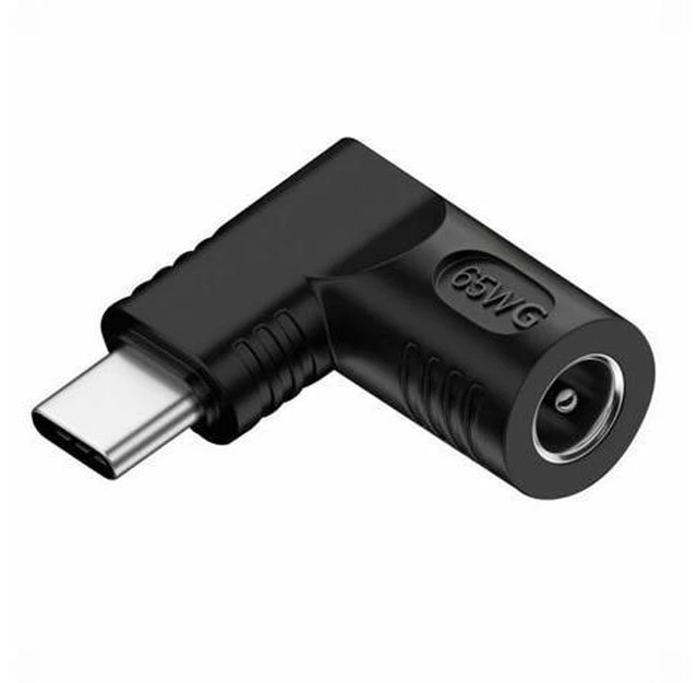 Main image of 65W PD DC Power Jack 5.5x2.1mm Input to Type-C USB-C Angled 90 Degree Power Plug Charge Adapter for Laptop Phone