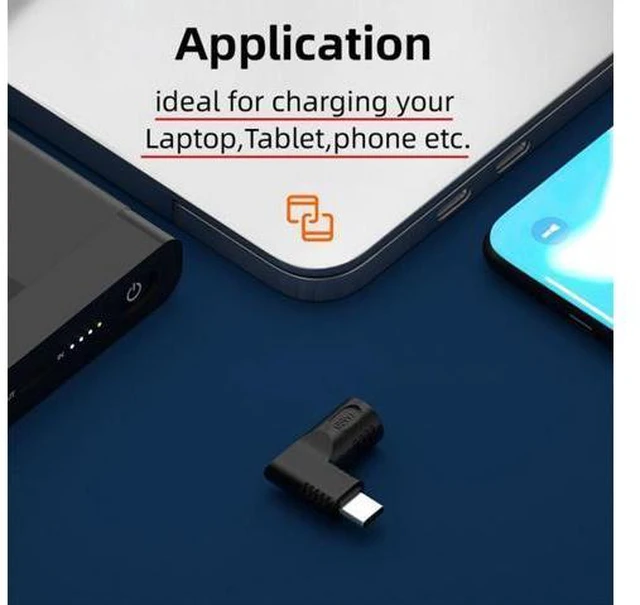 Alt view image 5 of 7 - 65W PD DC Power Jack 5.5x2.1mm Input to Type-C USB-C Angled 90 Degree Power Plug Charge Adapter for Laptop Phone